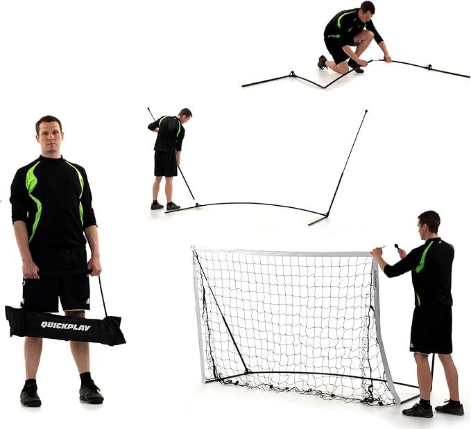 QUICKPLAY Kickster Soccer Goal Range – Ultra Portable | Quick and Easy Set Up | Includes Net and Carry Bag | Available in 7 Sizes | Backyard Soccer Net for Kids & Adults [Single Goal]-StrideForce Fitness