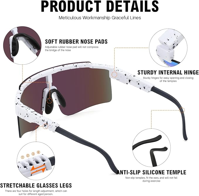 MALIDAK Sports Sunglasses for Mens Women Youth Baseball Sunglasses UV400 Protection Men Cycling Glasses-StrideForce Fitness