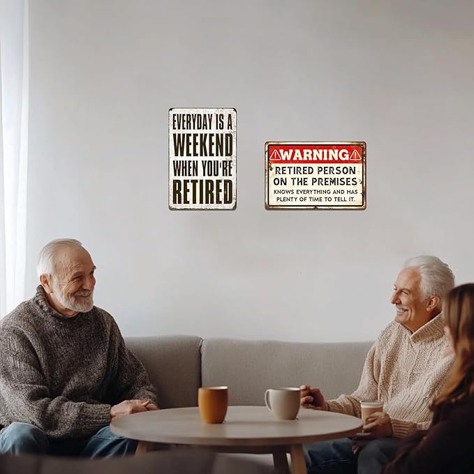 Retirement Signs - Funny Retirement Gifts for Men Vintage Warning Retired Person On Premises Metal Tin Sign for Happy Retirement Party Door Decor Retired Yard Gifts for Women 8x12 Inch-StrideForce Fitness