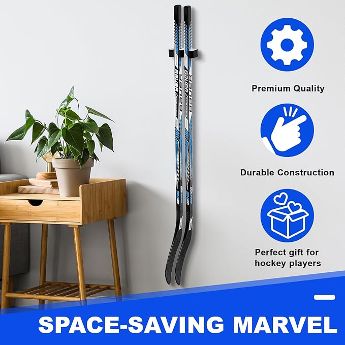 Yousoontic Hockey Stick Holder Wall Mount, 1-6 Stick Capacity, Ice and Field Hockey Organizer (Decor & Storage 2-in-1) for Home Garage Room Office Sports Decoration-StrideForce Fitness