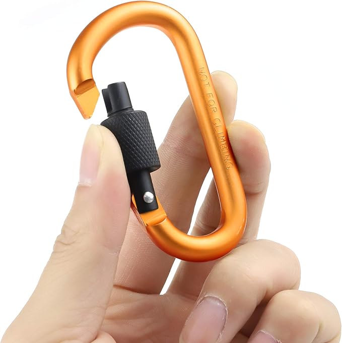 10 Pack Aluminum D Ring Key Rings Hiking Clips Locking Carabiner for Hiking Camping Fishing and Outdoor Use，Clips with Screw Gate Multicolored-StrideForce Fitness