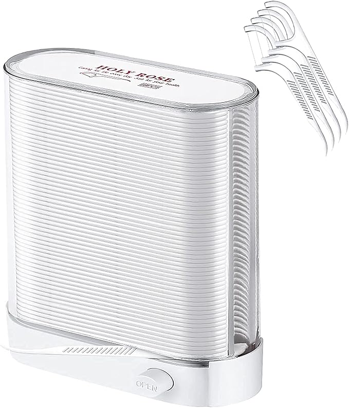 Holy Rose Dental Floss Picks Dispenser,Adults for Clean Teeth Floss Sticks Toothpick,Automatic Pop-Up Organiser Case with Flossers 88 Count,Flosser Holder Container is Perfect Tool for Tooth Care.