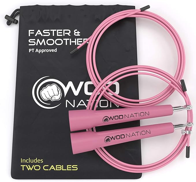 WOD Nation Adjustable Speed Jump Rope For Men, Women & Children - Blazing Fast Fitness Skipping Rope Perfect for Boxing, MMA, Endurance-StrideForce Fitness