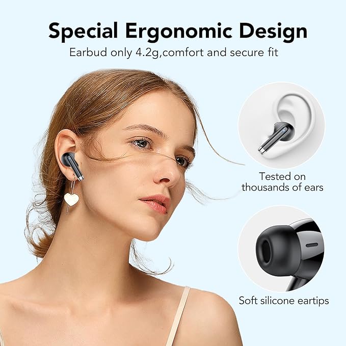 Wireless Earbuds, 2025 New Bluetooth 5.4 Headphones HiFi Stereo with 4 ENC Mic, 40H Mini Ear Buds In-Ear Noise Cancelling Earbuds with LED Screen, Ultra Light USB-C Bluetooth Earphones for Android iOS-StrideForce Fitness