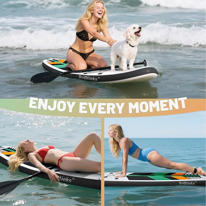 10' Inflatable Stand Up Paddle Board, Ultra-Light Wide Yoga Board for All Skill Levels with Premium SUP Paddleboard Accessories, 84L Waterproof Bag, Non-Slip Comfort Deck for Youth & Adults-StrideForce Fitness