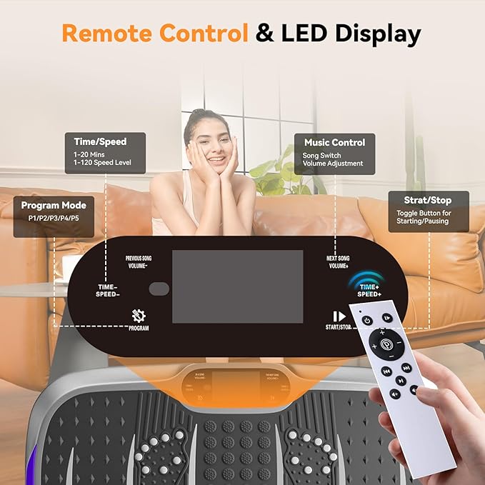 UCIN Vibration Plate Exercise Machine, Vibration Plate for Lymphatic Drainage, 330 Lbs Capacity Vibrating Plate for Weight Loss Home Fitness with Resistance Bands/Pilates Ball-StrideForce Fitness