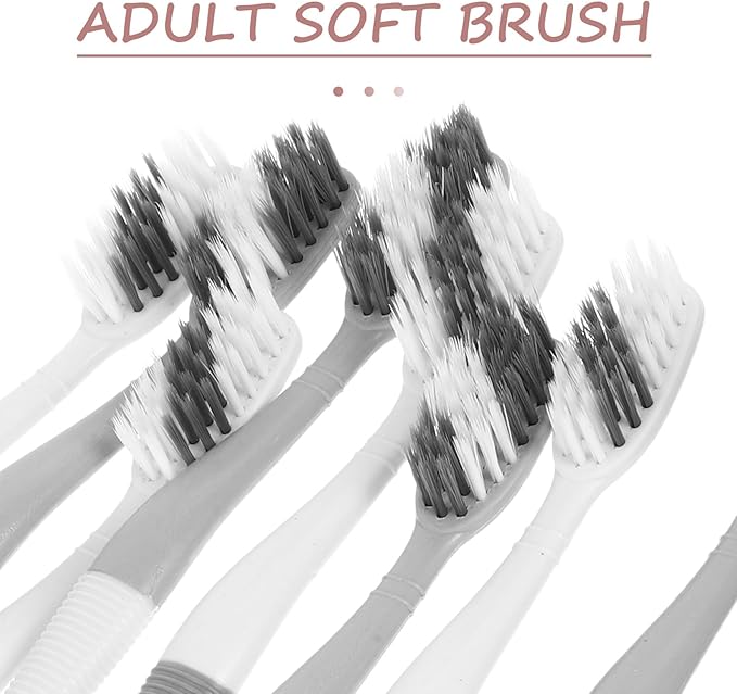 VILLCASE 8Pcs Soft Head Toothbrush and Tongue Scraper Set, Dual-Use Silicone Oral Cleaning Tools for Adults, Portable Travel and Household Dental Care Kit