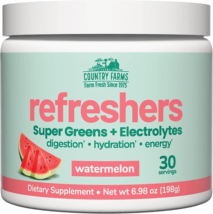 COUNTRY FARMS Refreshers, Super Greens and Electrolytes, Essential Minerals and Superfoods, Hydration Support, Promotes Natural Energy, with Fiber, Watermelon, 30 Servings-StrideForce Fitness