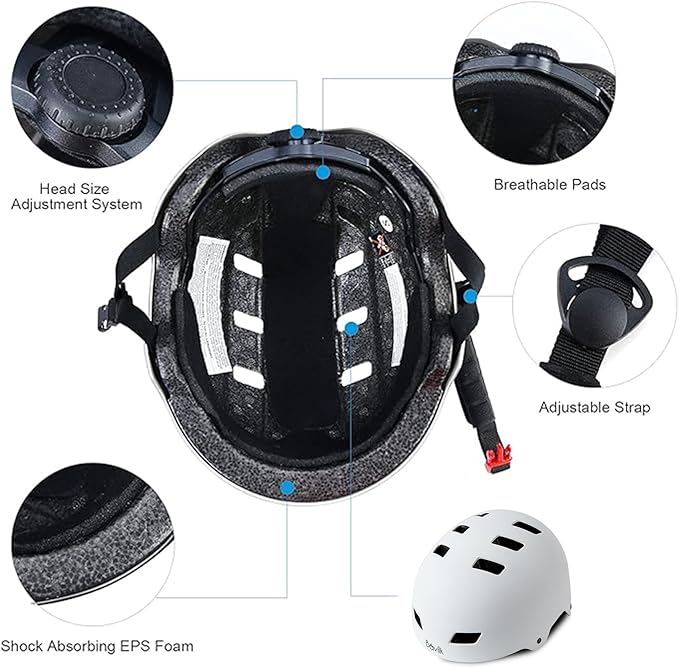 Bike Helmet 3 Sizes for Teenager Kids Youth Adults,Bavilk Skateboard Helmet Adjustable Multi-Sport Bicycle Cycling Scooter Roller Skate Inline Skating Rollerblading for Girls Boys Women Men Teen-StrideForce Fitness