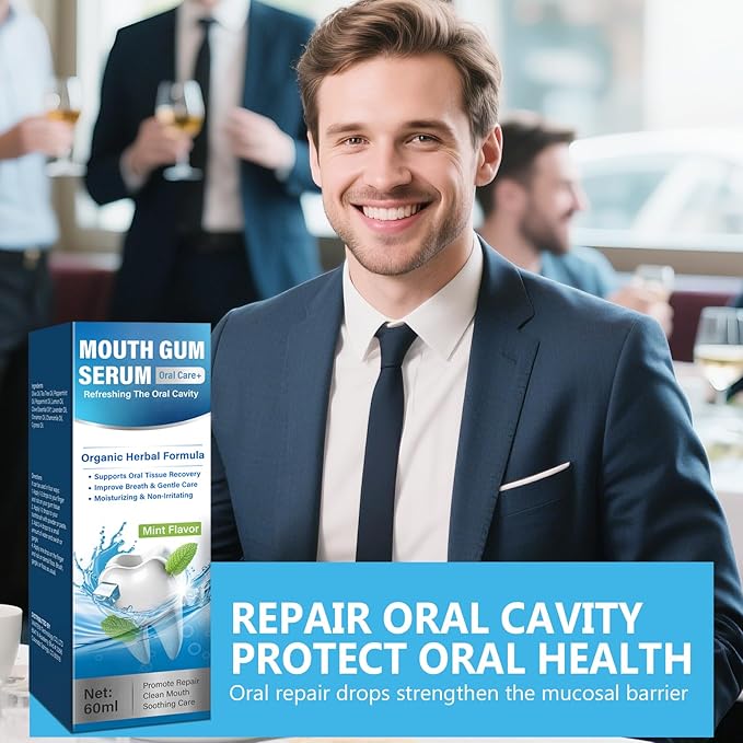 Gum Repair for Receding Gums, 60ml Gum Restore Drops, for Dry Mouth, Stain Removal & Bad Breath Treatment for Adults, Instant Fresh Breath