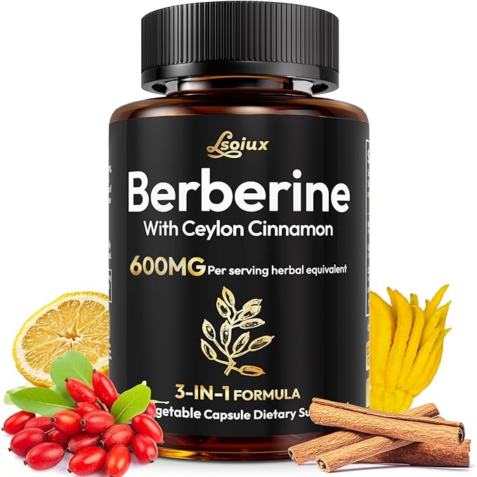 Premium Berberine Supplement Supports AMPK Metabolic, Liposomal Berberine with Ceylon Cinnamon - Classic 1500mg Formula for Healthy Metabolism & Weigh*t - 3X Absorption - Vegan, Non-GMO, 120 Count-StrideForce Fitness
