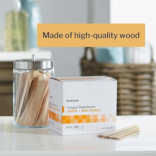 McKesson Tongue Depressors Adult Size, Non-Sterile, Wood, Unflavored, Splinter-Free (500, 5.5")