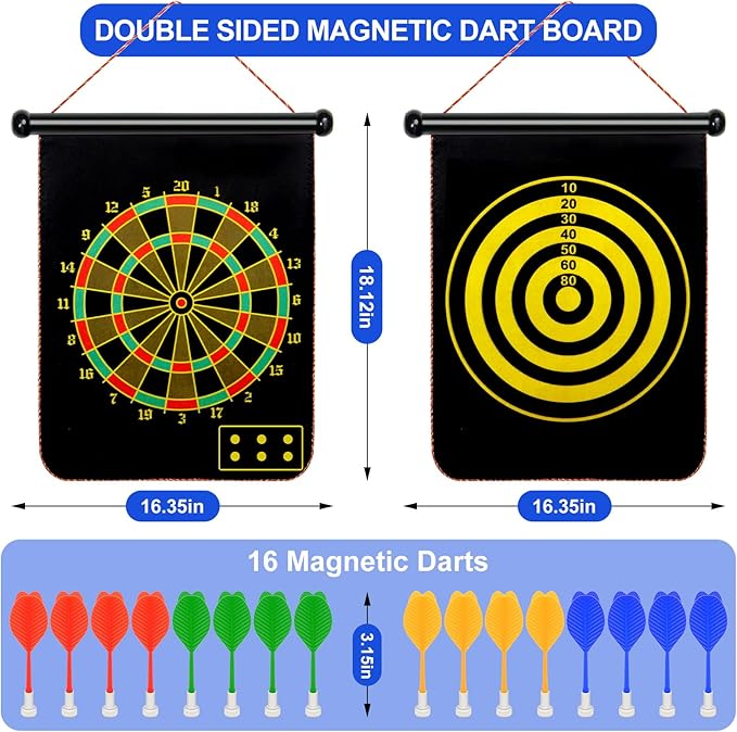Magnetic Dart Board Outdoor Game Suitable for Children to Play Comes with 12 Darts Best Toys Gifts for Teenage Boys Girls Age 5 6 7 8 9 10 11 12 Years (12 in)-StrideForce Fitness