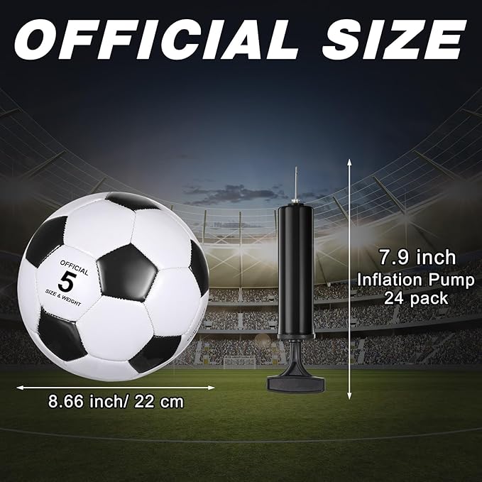 Sotiff 24 Pcs Size 5/4 Soccer Ball Bulk with 24 Pump Deflated Soccer Balls for Kids Teen Football Bulk for Game Training School Team Sports Adults Player Practice Outdoor-StrideForce Fitness