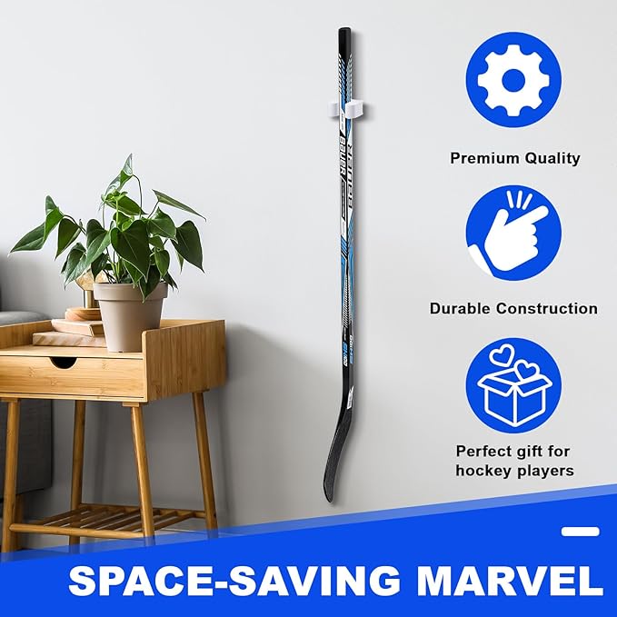 Yousoontic Hockey Stick Holder Wall Mount, 1-6 Stick Capacity, Ice and Field Hockey Organizer (Decor & Storage 2-in-1) for Home Garage Room Office Sports Decoration-StrideForce Fitness