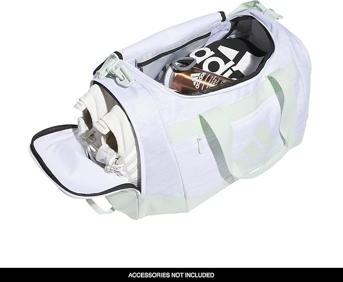 adidas Unisex Defender 4.0 Gym Duffel Bag for Men and Women, Two Tone White-Clear Onix/Linen Green, Small (38L)-StrideForce Fitness