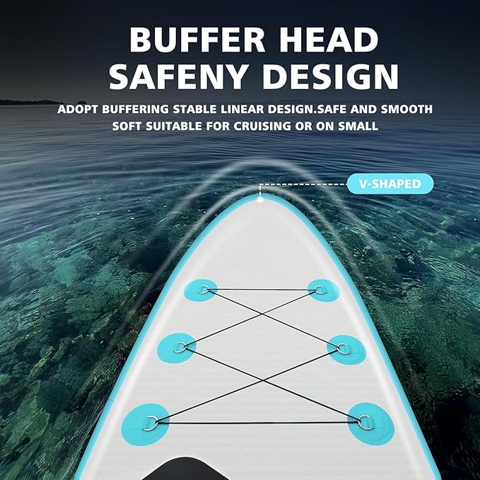 Inflatable Stand Up Paddle Board 10‘x30‘‘- Ultra-Light SUP with Backpack, Pump, Paddle, Coil Leash, 3 Fins, Repair Kit, Stable Design, Non-Slip EVA Deck for Adults & Youth-StrideForce Fitness