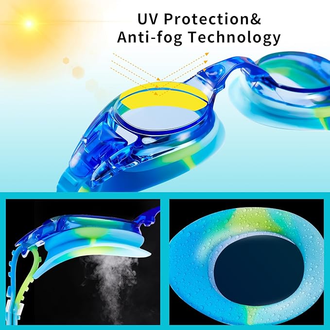 Aegend 2 Pack Kids Goggles, Swimming Goggles for Kids Age 4-16 Boys and Girls Youth, Anti-Fog Waterproof Anti-UV Pool Goggles-StrideForce Fitness