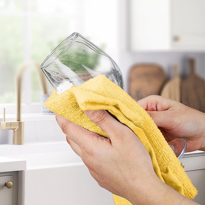 Avalon Towels Terry Bar Mop Towels (Value Pack of 60) Size 14"x17" – Absorbent and Durable, Multipurpose Cleaning Rags, Cotton Cleaning Cloths, Terry Cloth Rags, Reusable Shop Rag (Yellow)-StrideForce Fitness