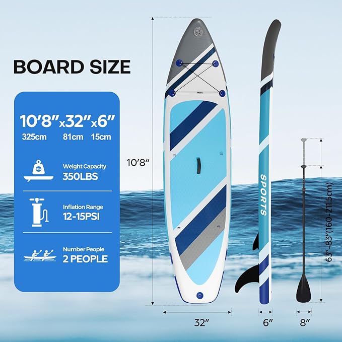 Panana Inflatable Stand Up Paddle Board, 10'x31 x6 SUP with Premium Paddle Board Accessories Kit, Anti-Slip EVA Deck for Adults Youth of All Skill Levels-StrideForce Fitness