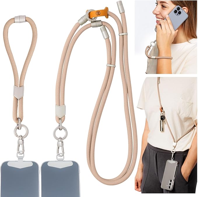 Pulpo 2-in-1 Cell Phone Wrist Strap and Lanyard Dusty Pink - Anti Theft Lanyard for Men & Women, Wrist Straps for Phones, Lanyards for Smartphones, Adjustable Cellphone Leash & Safety Strap Tether-StrideForce Fitness