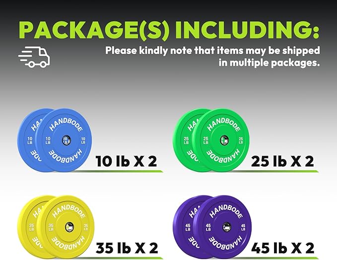 Colored Bumper Weight Plates Olympic Weight Plate Set 2-Inch, 10/15/20/25/35/45/55 lb Barbell Weight Plates Set for Home Gym, Rubber Strength Training Weights Plates for Weight Lifting-StrideForce Fitness