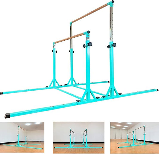 Gymnastics Double Horizontal Bars 3Play Parallel Bars Uneven Bars Gymnastics Training Kip Bar with 304 Stainless Steel Regulating Arms & Fiberglass Rail for Indoor Outdoor Home Club Use-StrideForce Fitness