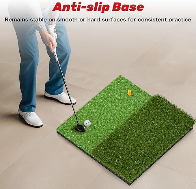 SAPLIZE Foldable Heavy-Duty Golf Hitting Mat, Practice Mat with 10mm EVA Rubber Backing, Larger Size for Indoor/Outdoor Swing and Chipping Practice, Anti-Deformation-StrideForce Fitness