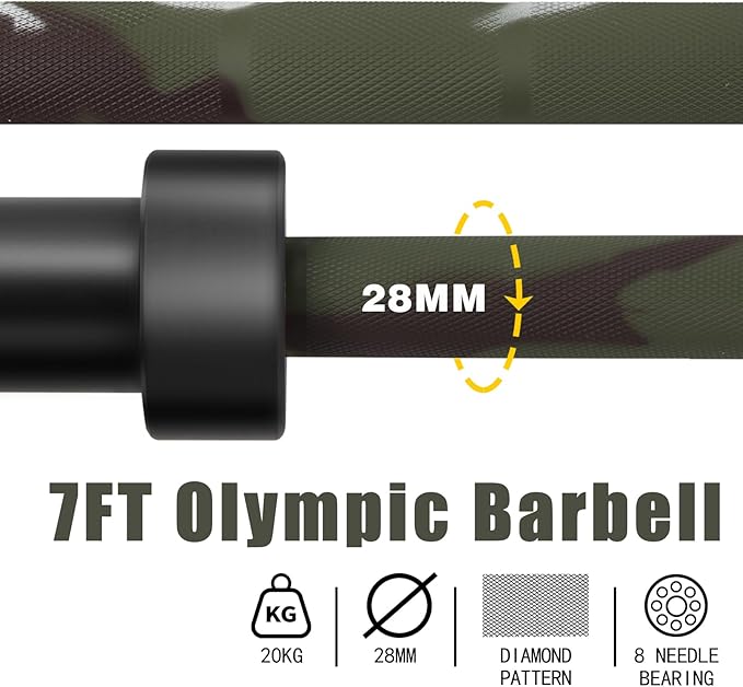 7ft Olympic Barbell for Strength Training and Olympic Weightlifting, 500 700 1000LBS Capacity Available, 2 Inch Bar for Squats, Home Gym Fitness Equipment, Bench Press, Deadlift,Powerlifting-StrideForce Fitness