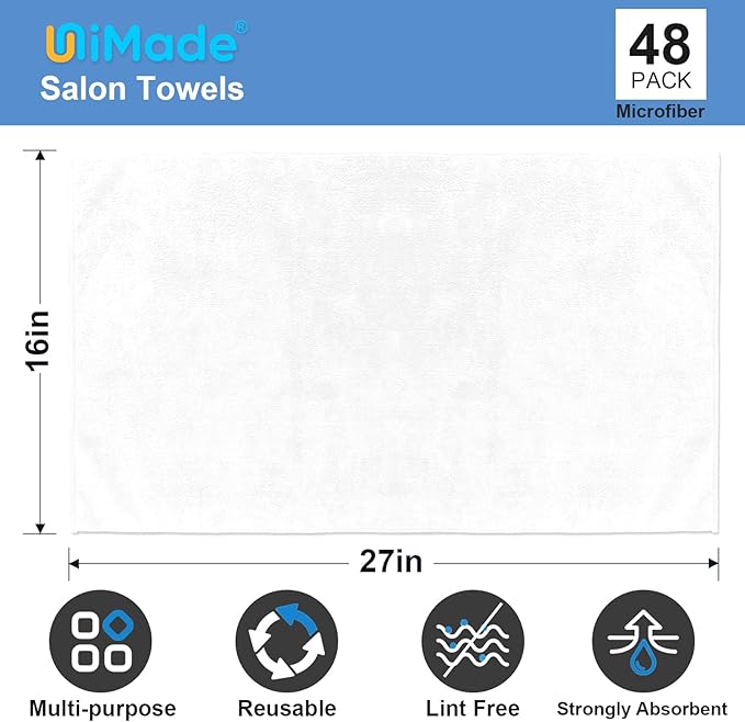 48 Pack Hand Towels Set - Highly Absorbent and Quick Drying Microfiber Gym Towels, Premium Wash Cloths for Bathroom, Salon, Gym, Shower, Hotel, and Spa - 16x27 inch (White)-StrideForce Fitness