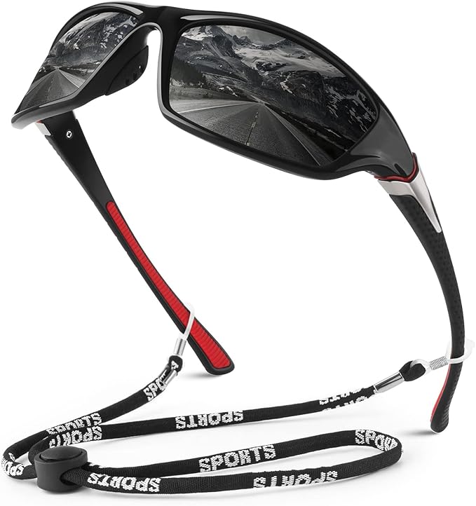 Polarized Sports Sunglasses for Men Women,Fishing Driving Rectangular Goggles UV400 Protection-StrideForce Fitness