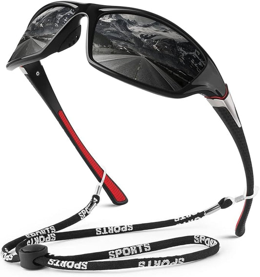 Polarized Sports Sunglasses for Men Women,Fishing Driving Rectangular Goggles UV400 Protection-StrideForce Fitness