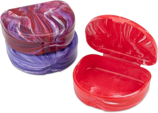 Practicon Marble Retainer Cases, Orthodontic Aligner Case, Mouth Guard Holder (3 Pack) (Wild Berry)