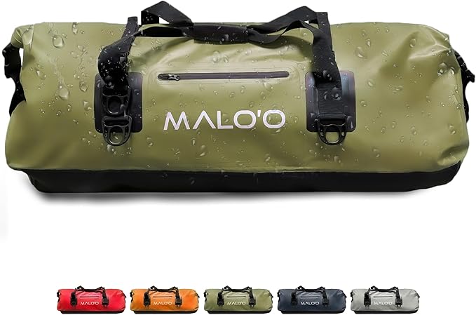Malo'o Waterproof Dry Bag Duffel 40L/60L/100L, Roll Top Duffel Keeps Gear Dry for Kayaking, Rafting, Boating, Swimming, Camping, Hiking, Beach, Fishing - Internal & External Pockets and Molle Loops-StrideForce Fitness
