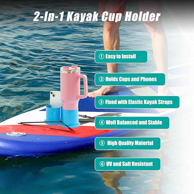 Paddleboard Cup Holder, Kayak Drink Holder for Paddle Board Cup and Phone Holder, Sup Surfboards Canoes Kayak Paddle Board Accessories for Types of Cup Bottle Drink-StrideForce Fitness