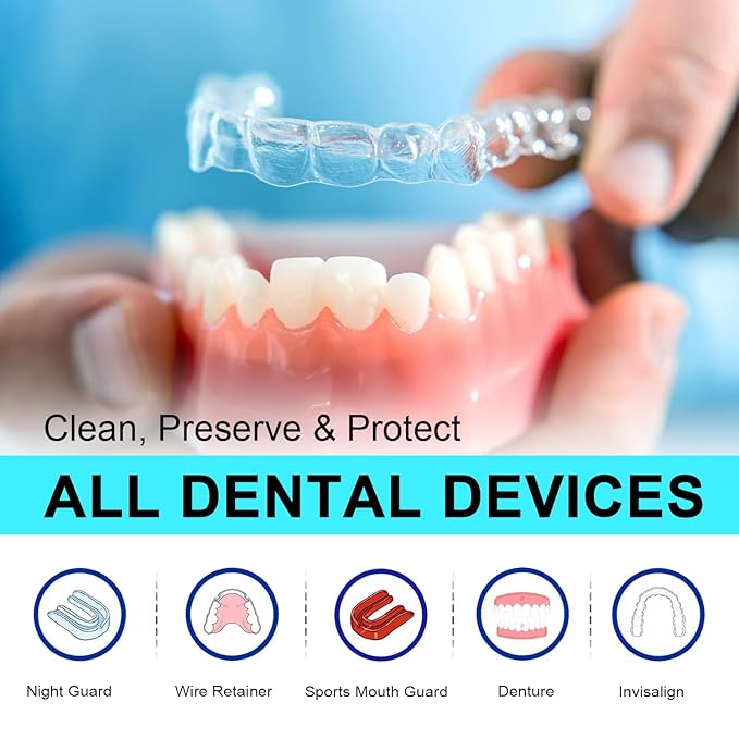 MySmile Retainer Cleaner with 120 Denture Cleaning Tablets, Quickly Remove Odors, Discoloration Stains & Plaque from Aligner, Mouth Guard, Night Guard and More Dental Appliances (Mint Flavor)