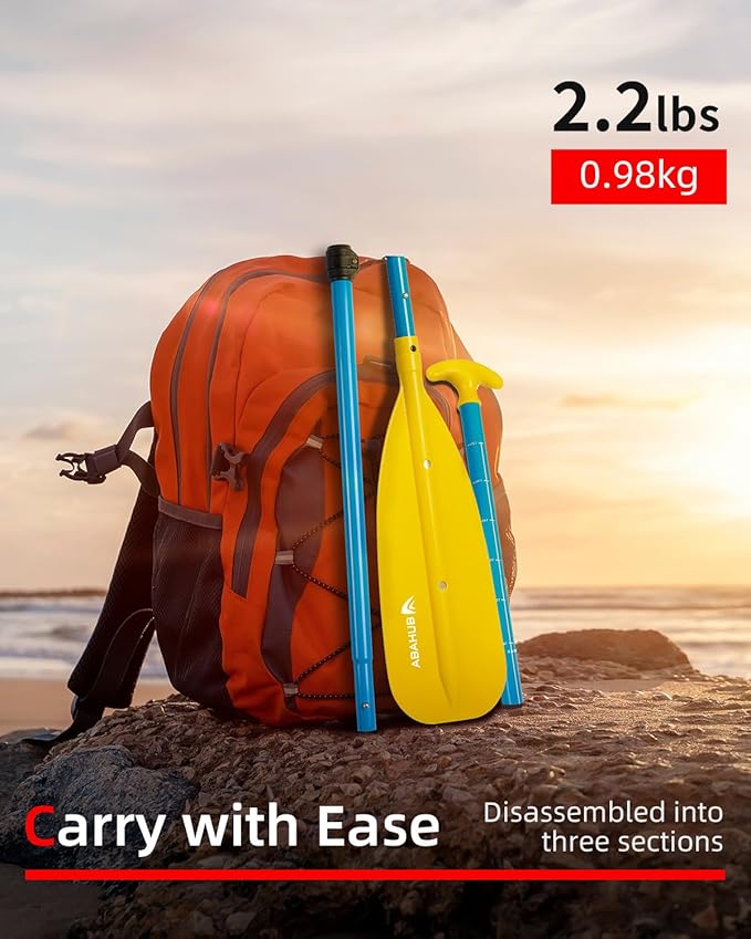 Abahub Adjustable Canoe Paddle Aluminum Shaft, 4'3''-5'3''/130cm-160cm, Floatable Oar for Canoeing Boating Kayaking-StrideForce Fitness