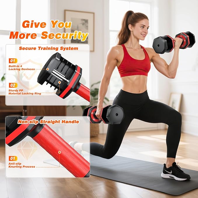 XDDIAS Adjustable Dumbbell Set of 2, 25/55/80LB Dumbbell Set-1Sec Adjustable Weights-5/10 in 1 Free Weights Dumbbells Set with Effortless Tray/No-Slip Handle-Compact Size for Women/Men at Home Gym-StrideForce Fitness