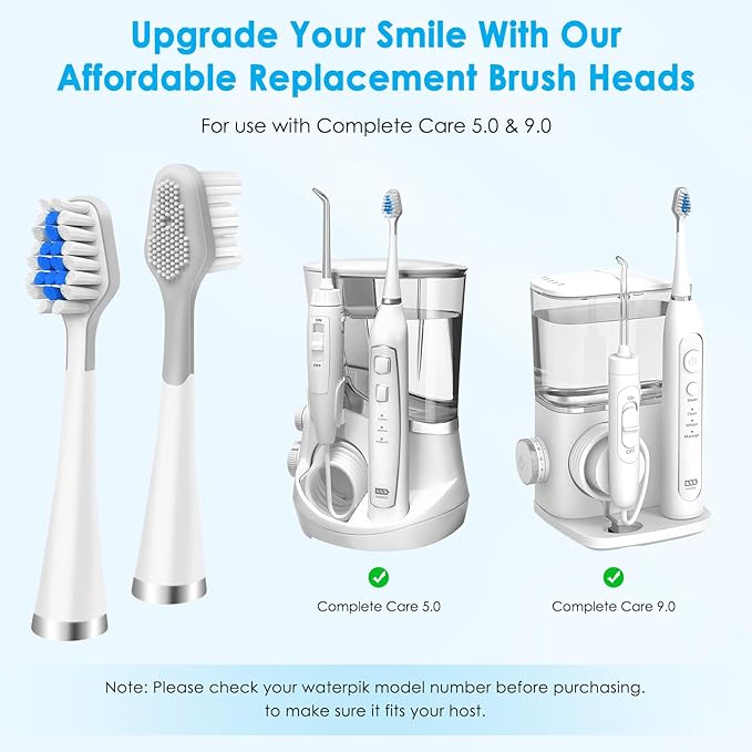 3-Count Toothbrush Replacement Heads Compatible with Watepik Complete Care 5.0/9.0 (CC-01/WP-861) with Tongue Scraper, STRB-3WW