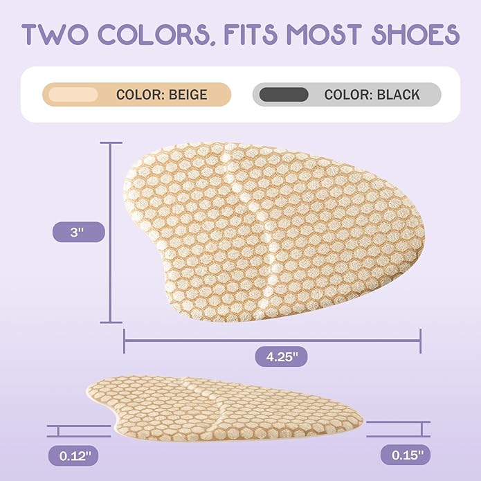 Metatarsal Pads for Women, Ball of Foot Cushions, Heel Inserts, High Heel Comfort Pads (2 Pairs), Anti Slip, Invisible Design-StrideForce Fitness