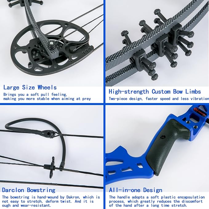 Youth Compound Bow Set 15-45 Lbs for Teens and Beginner, Package with Archery Hunting Equipment, Max Speed 260fps, Adjustable, Right Hand-StrideForce Fitness