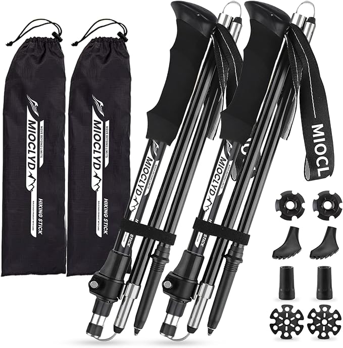 Collapsible Hiking Poles, 7075 Aluminum Trekking Poles, 2pc Lightweight Folding Adjustable for Men & Women, Walking Sticks for Hiking, Camping, Backpacking-StrideForce Fitness