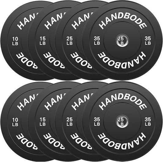 Bumper Plates 2 - Inch Olympic Weight Plate Set for Barbell, 10-55 lb Rubber Weights Sets for Home Gym, Strength Training Plate, Weight Lifting, Black-StrideForce Fitness