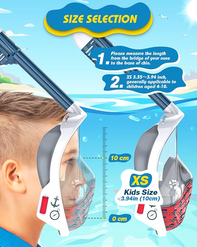 QingSong Kids Snorkel Mask Full Face, Snorkeling Set with Camera Mount, Foldable 180 Degree Panoramic View Snorkeling Gear Anti-Fog Anti-Leak-StrideForce Fitness