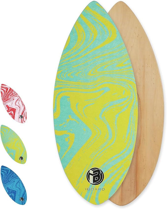 41” Skipper Skimboard with High Gloss Coat Wooden Skim Boards for Beginners, Teenagers and Adults Beach Skimboard 3 Color Traction Pad to Choose-StrideForce Fitness