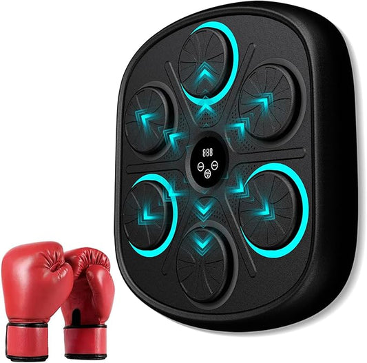 2025 New Model Smart Music Boxing Machine for Adults and Kids, Training Machine with LED Electronic Wall Mounted, Home Indoor Workout Equipment with Premium Boxing Gloves-StrideForce Fitness