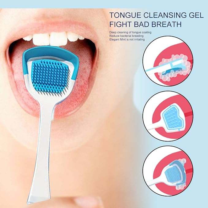 Tongue Cleaner Kit, Tongue Scraper Gel with Brush, Fresh Breath Tongue Cleaning Care for Adults, Fights Bad Breath, Easy-to-Use Tongue Coating Cleaner for Daily Oral Hygiene
