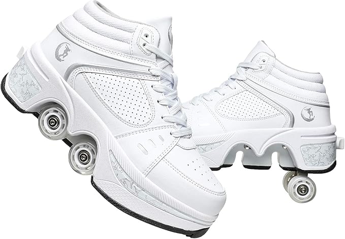 Double-Row Deform Wheel Automatic Walking Shoes Invisible Deformation Roller Skate 2 in 1 Removable Pulley Skates Skating Parkour-StrideForce Fitness