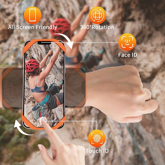 3in1 Phone Holder for Running,Arm Band/Wrist Holder/Bike Mount,Phone Armbands 360° Rotation & Detachable Fit All 4.5-7" Cellphone for iPhone 16/15/Pro/ProMax/14/13/12/mini/Pro Max/XS/XR-StrideForce Fitness