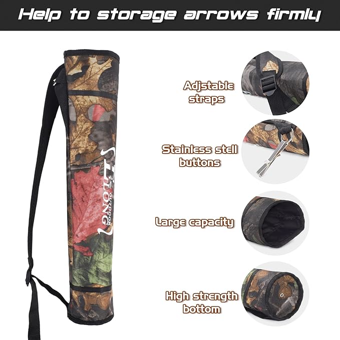 Elong Adjustable Archery Back Arrow Quiver Holder - Upgraded Quiver Arrows for Compound Recurve Bow and Hunting Target Practicing Youth and Adults-StrideForce Fitness